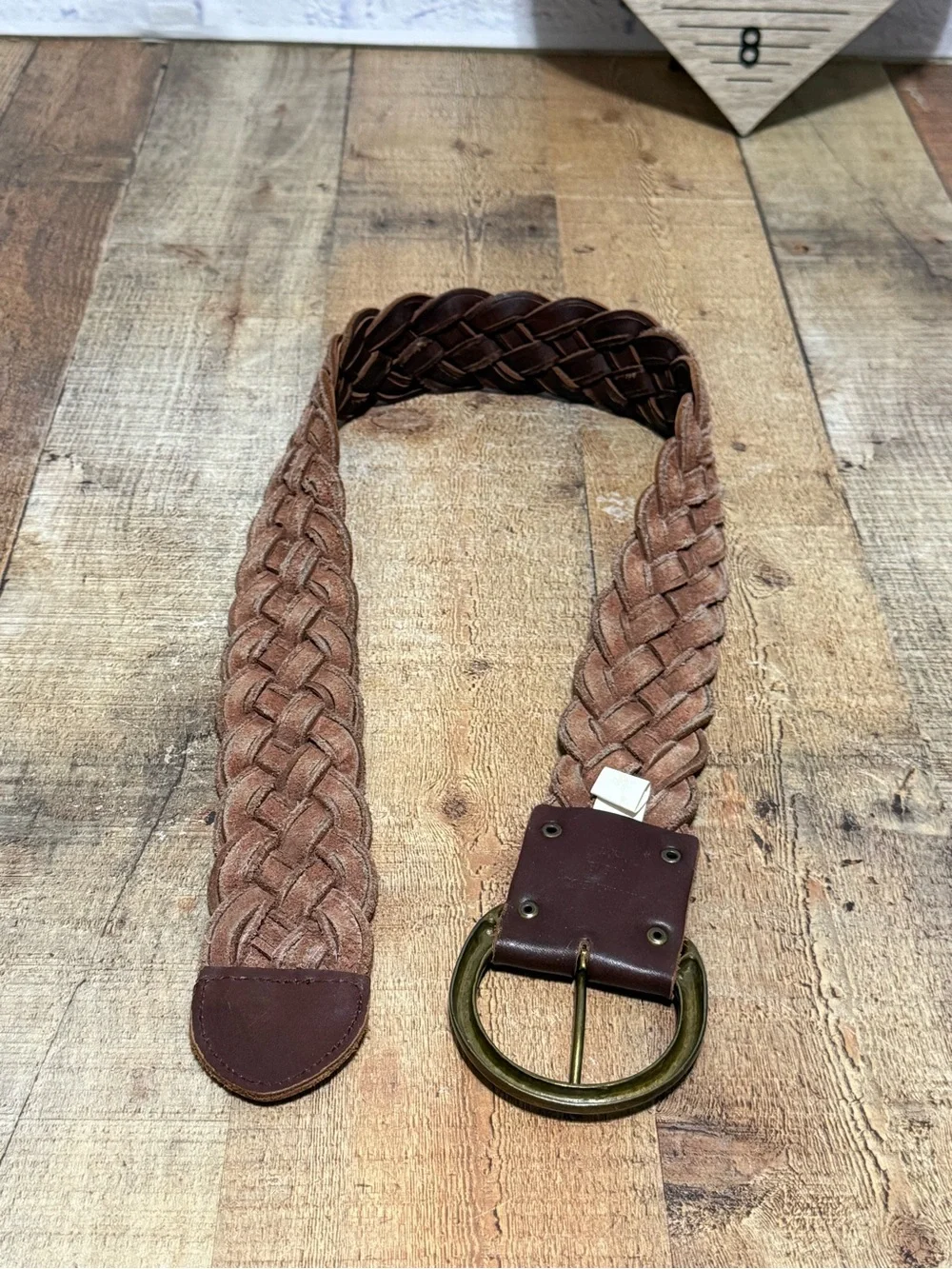 WOMEN'S ABERCROMBIE & FITCH BROWN GENUINE LEATHER BRAIDED BELT SIZE XS/S  Pre ow